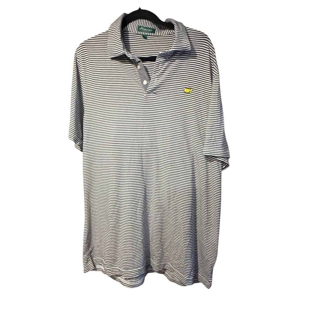 The Masters Augusta National Classic Polo XL Blue Striped Pima Cotton Golf Shirt